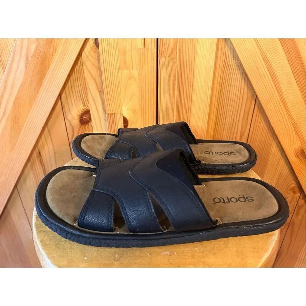 Sporto James Slides Sandals Women's Size Large 11-12 Black Comfort